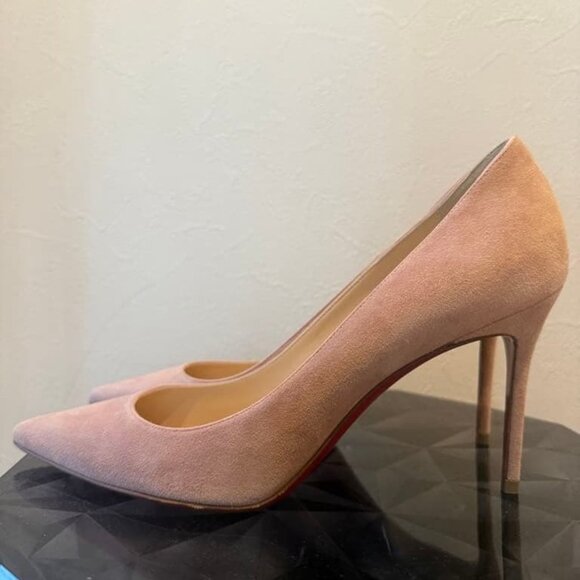 pink beige suede high heels - Picture 3 of 5